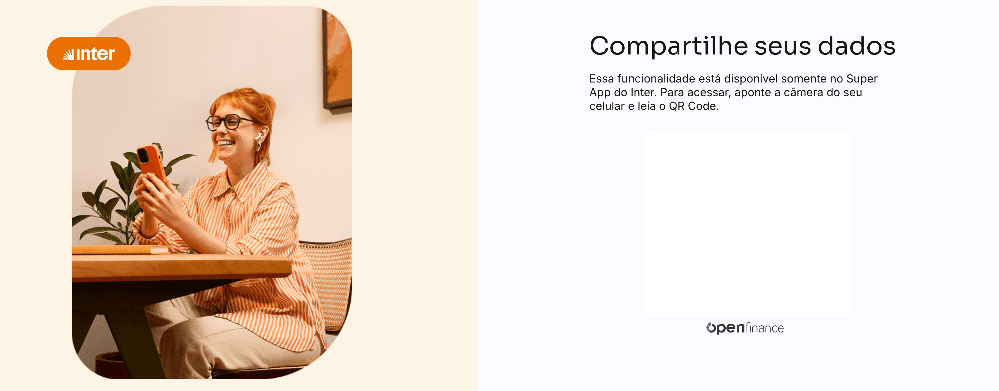 Tela de consentimento do Open Finance do Inter para compartilhamento de dados